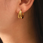 Simple C Shape Ear Studs With 18K Gold Plated Finish - TIRAAYA
