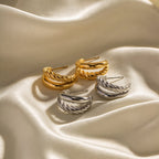 Simple C Shape Ear Studs With 18K Gold Plated Finish - TIRAAYA