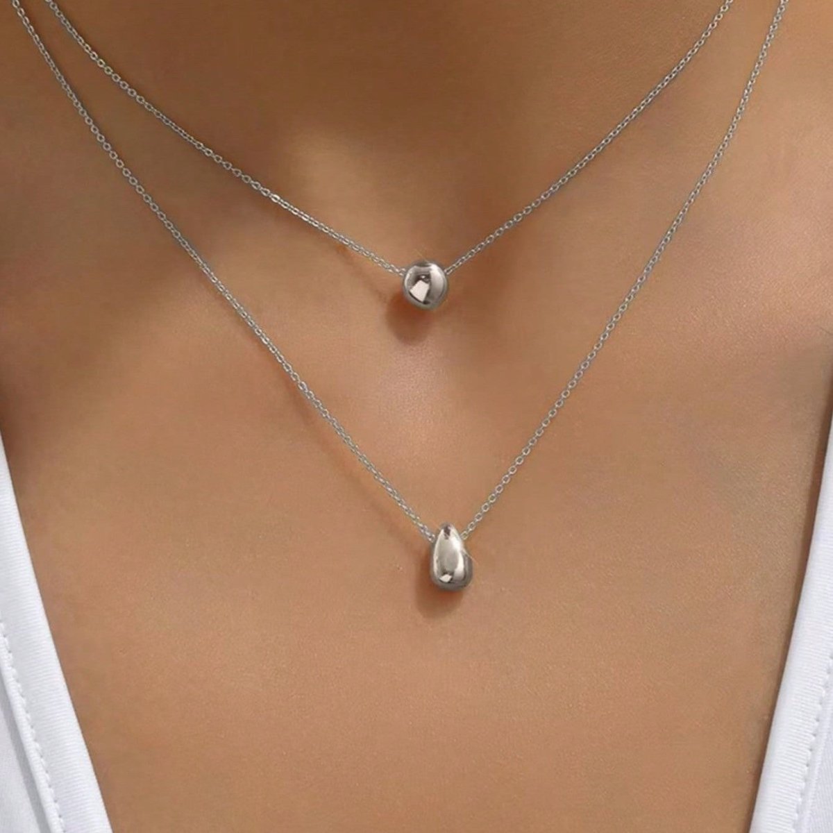 Water Droplet Double Layer Necklace With Gold Plated Finish - TIRAAYA