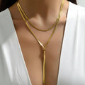 Elegant Geometric Gold Plated Stainless Steel Pull Tassel Necklace - TIRAAYA