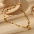 Elegant Lock Design Gold Plated Stainless Steel Necklace - TIRAAYA