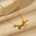 Charming Heart Flower Pearl Gold Plated Stainless Steel Necklace - TIRAAYA