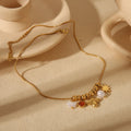 Charming Geometric Pearl Gold Plated Stainless Steel Necklace - TIRAAYA