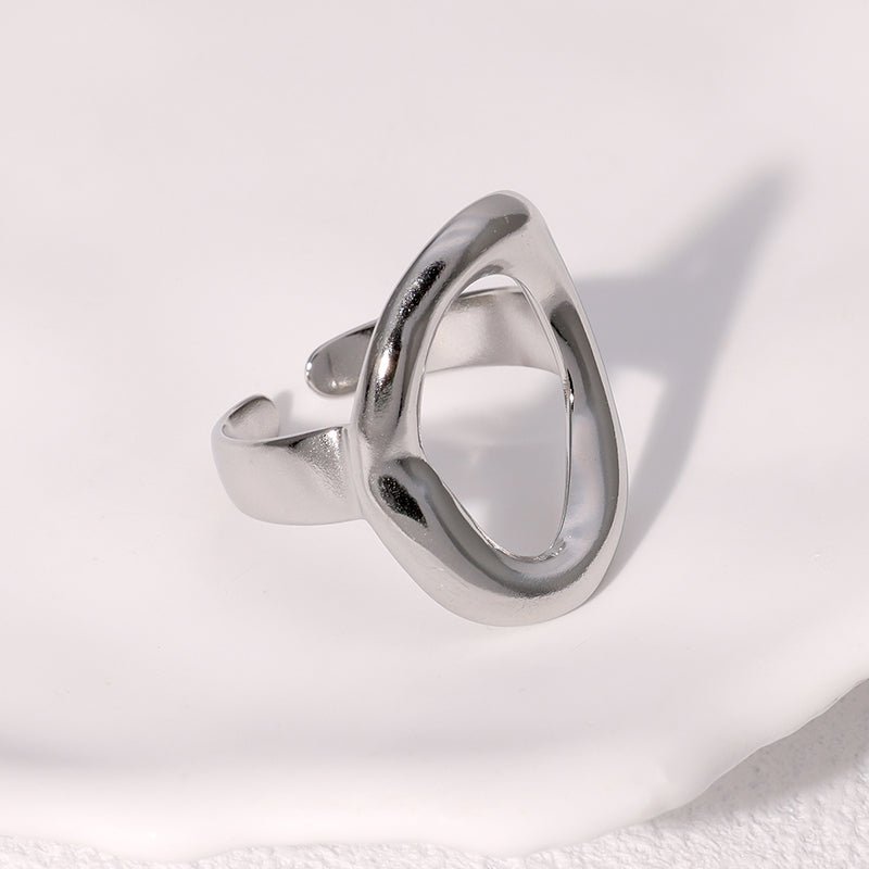 Modern Geometric Open Ring With Real Gold Plated Finish - TIRAAYA