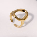 Modern Geometric Open Ring With Real Gold Plated Finish - TIRAAYA