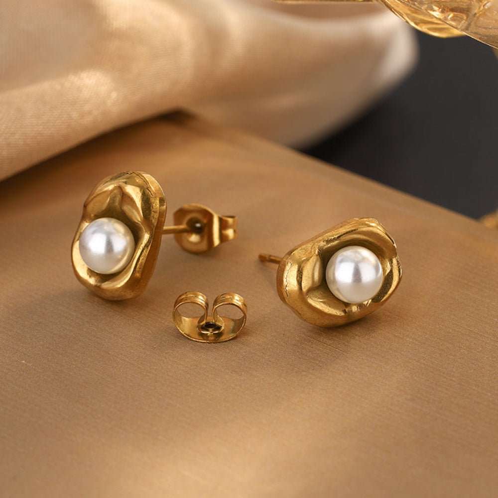 Sweet Pea Design Gold Plated Stainless Steel Jewelry Set - TIRAAYA