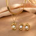 Sweet Pea Design Gold Plated Stainless Steel Jewelry Set - TIRAAYA