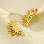Retro Geometric Opal Gold Plated Stainless Steel Ear Studs - TIRAAYA