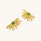 Retro Geometric Opal Gold Plated Stainless Steel Ear Studs - TIRAAYA