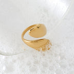 Artistic Geometric Gold Plated Stainless Steel Statement Ring - TIRAAYA
