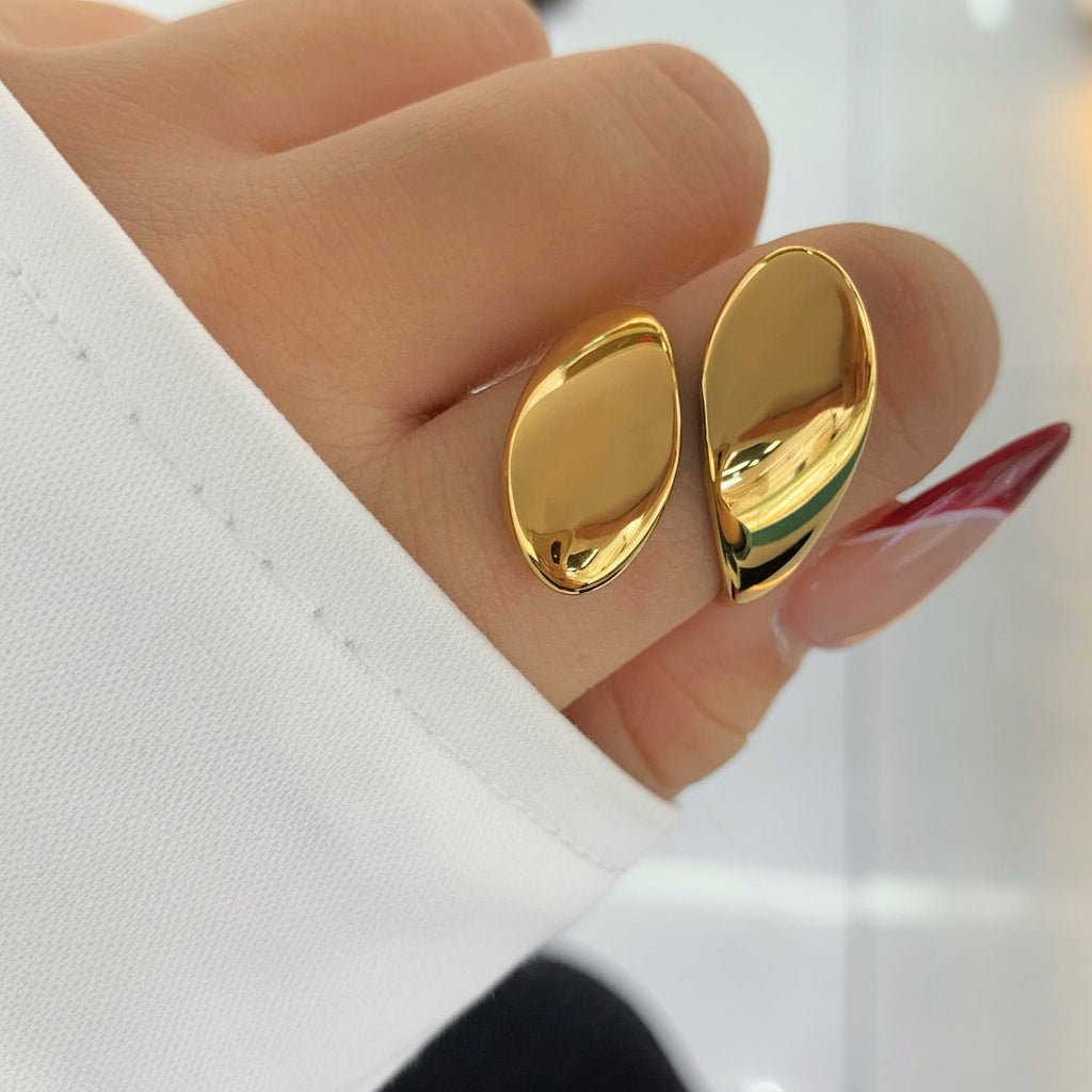 Artistic Geometric Gold Plated Stainless Steel Statement Ring - TIRAAYA