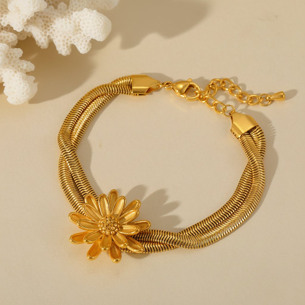 Elegant Sun Starfish Flower Bracelet With Gold Plated Finish - TIRAAYA