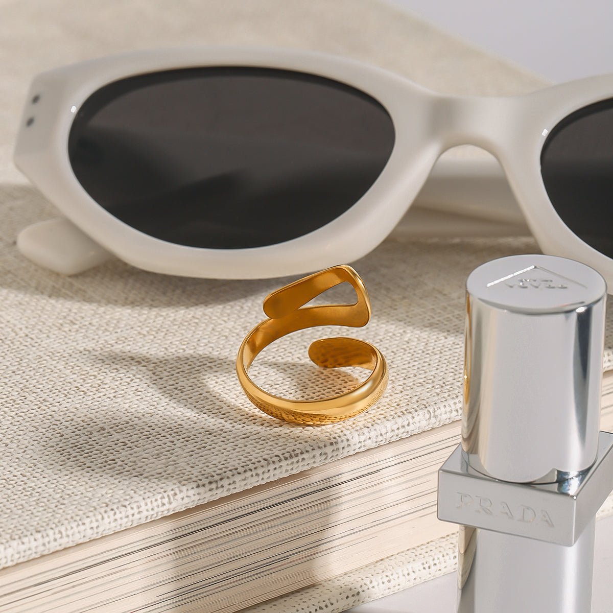 Classic Geometric Gold Plated Stainless Steel Ring For Women - TIRAAYA