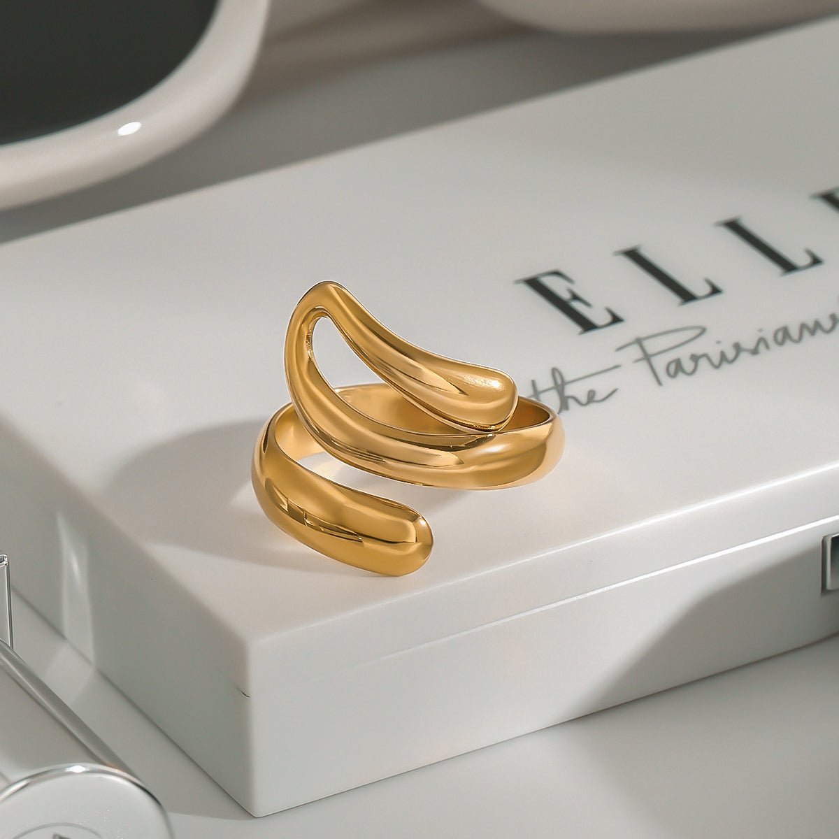 Classic Geometric Gold Plated Stainless Steel Ring For Women - TIRAAYA