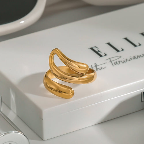Classic Geometric Gold Plated Stainless Steel Ring For Women - TIRAAYA