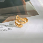 Classic Geometric Gold Plated Stainless Steel Ring For Women - TIRAAYA