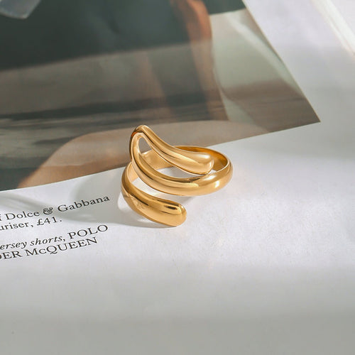 Classic Geometric Gold Plated Stainless Steel Ring For Women - TIRAAYA