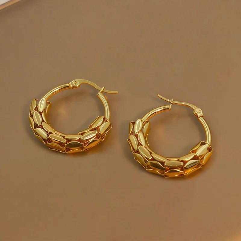 Elegant Round Earrings In Stainless Steel With 18K Gold Plated Finish - TIRAAYA