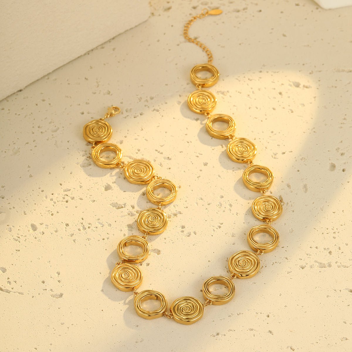 Classic Circle Gold Plated Stainless Steel Necklace For Women - TIRAAYA