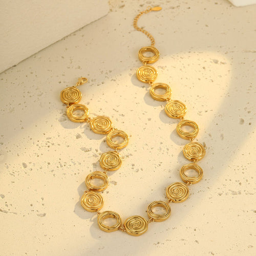 Classic Circle Gold Plated Stainless Steel Necklace For Women - TIRAAYA