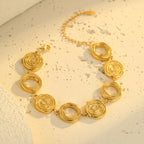 Classic Circle Gold Plated Stainless Steel Bracelet For Women - TIRAAYA