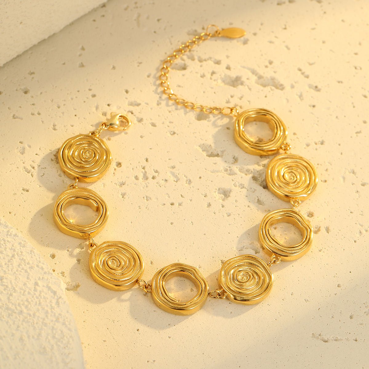 Classic Circle Gold Plated Stainless Steel Bracelet For Women - TIRAAYA