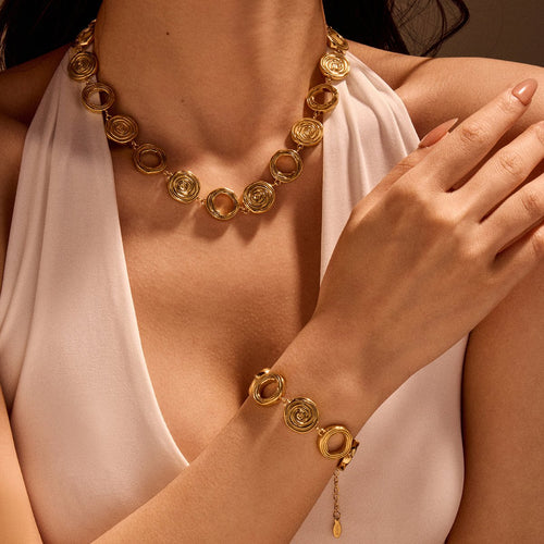 Classic Circle Gold Plated Stainless Steel Necklace For Women - TIRAAYA