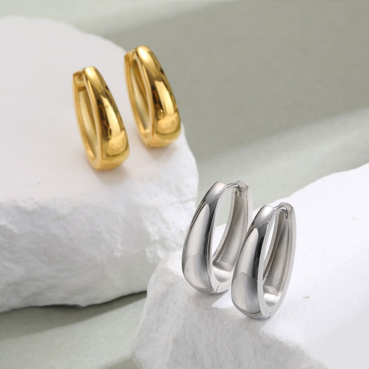 Elegant U Shape Earrings With Real Gold Plated Finish - TIRAAYA