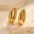 Elegant U Shape Earrings With Real Gold Plated Finish - TIRAAYA