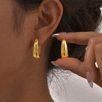 Elegant U Shape Earrings With Real Gold Plated Finish - TIRAAYA