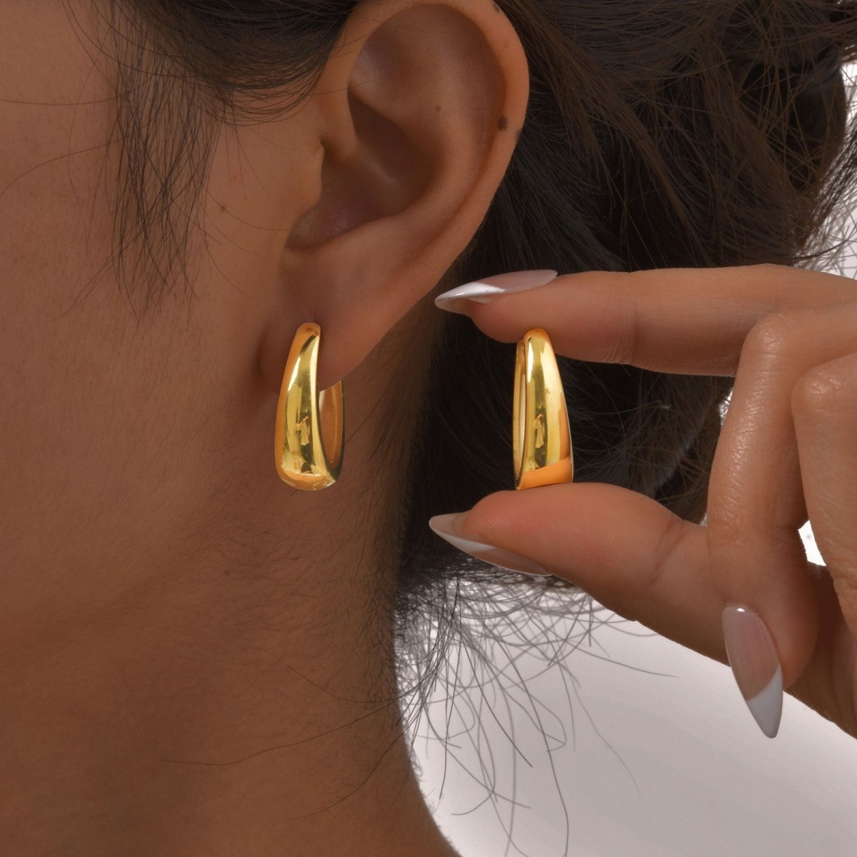 Elegant U Shape Earrings With Real Gold Plated Finish - TIRAAYA