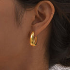 Elegant U Shape Earrings With Real Gold Plated Finish - TIRAAYA