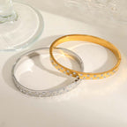 Timeless Solid Color Zircon Gold Plated Stainless Steel Bangle - TIRAAYA