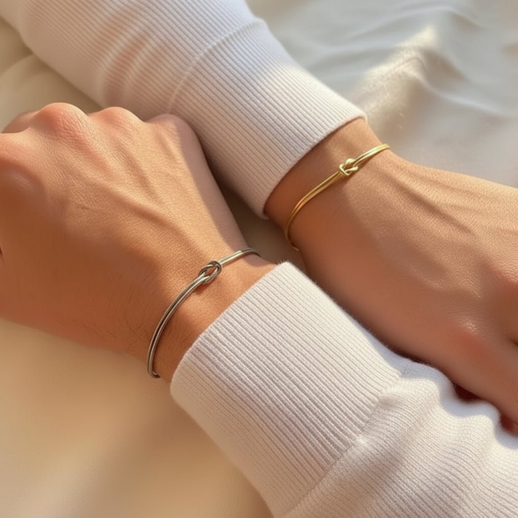 Sweet Knot Snake Chain Bracelet In Stainless Steel With Gold And Silver Finish - TIRAAYA