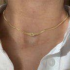 Sweet Knot Snake Chain Necklace In Stainless Steel With Gold And Silver Finish - TIRAAYA