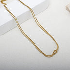 Sweet Knot Snake Chain Necklace In Stainless Steel With Gold And Silver Finish - TIRAAYA