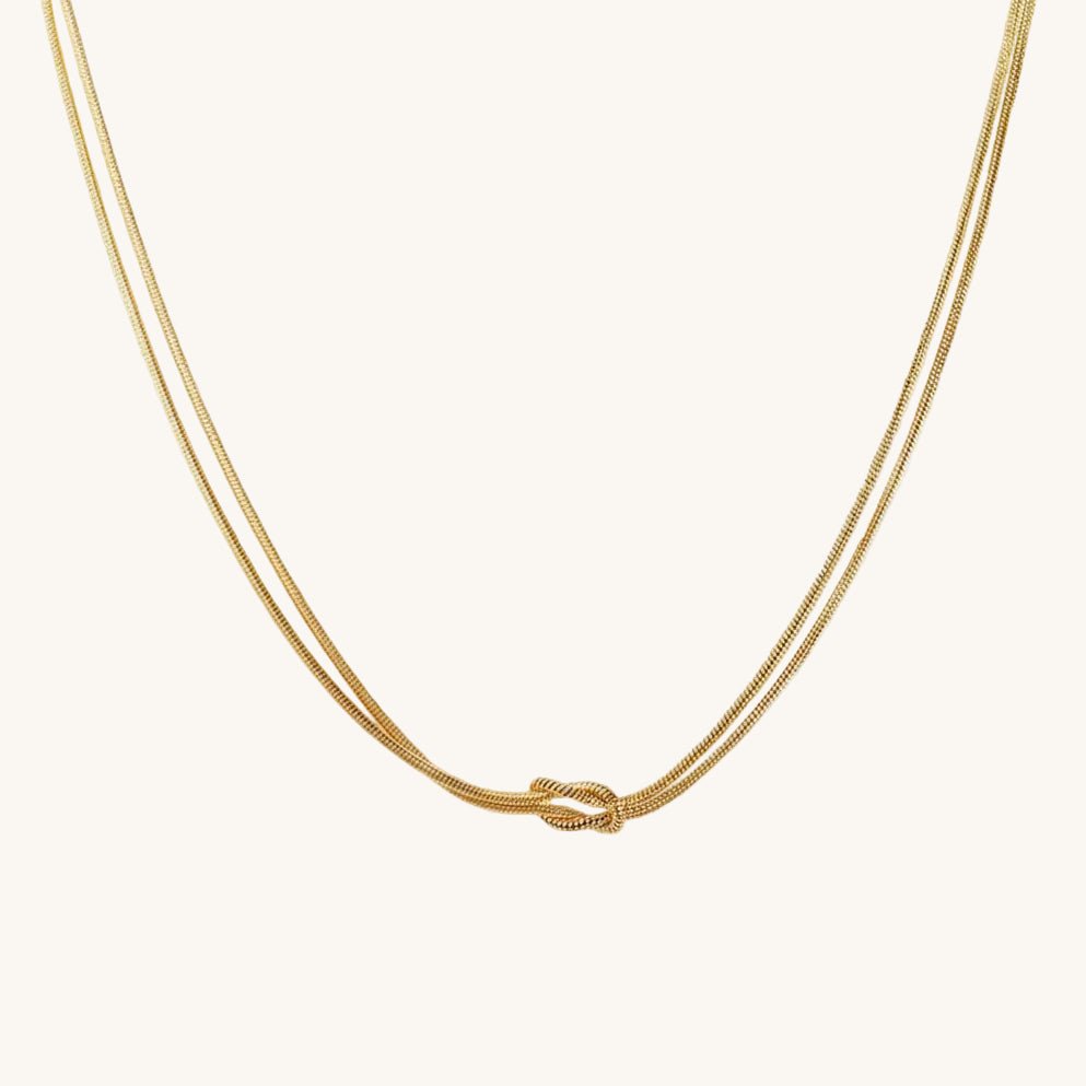 Sweet Knot Snake Chain Necklace In Stainless Steel With Gold And Silver Finish - TIRAAYA