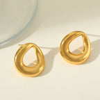 Elegant Irregular Geometric Ear Studs And Necklace Gold Plated Set - TIRAAYA