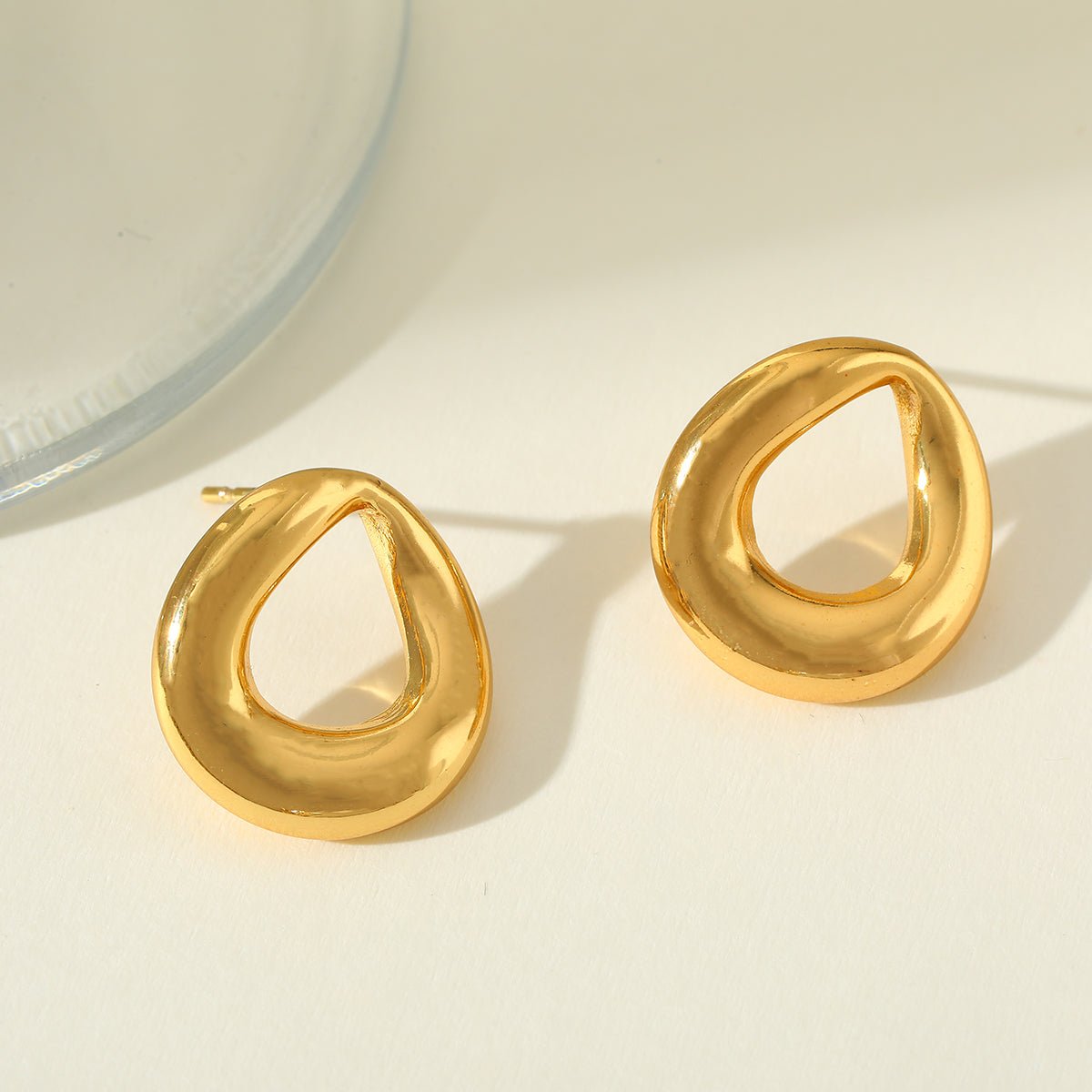 Elegant Irregular Geometric Ear Studs And Necklace Gold Plated Set - TIRAAYA