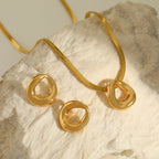 Elegant Irregular Geometric Ear Studs And Necklace Gold Plated Set - TIRAAYA