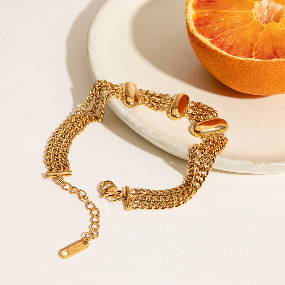 Modern Geometric Bracelet With Real Gold Plated Stainless Steel Chain - TIRAAYA