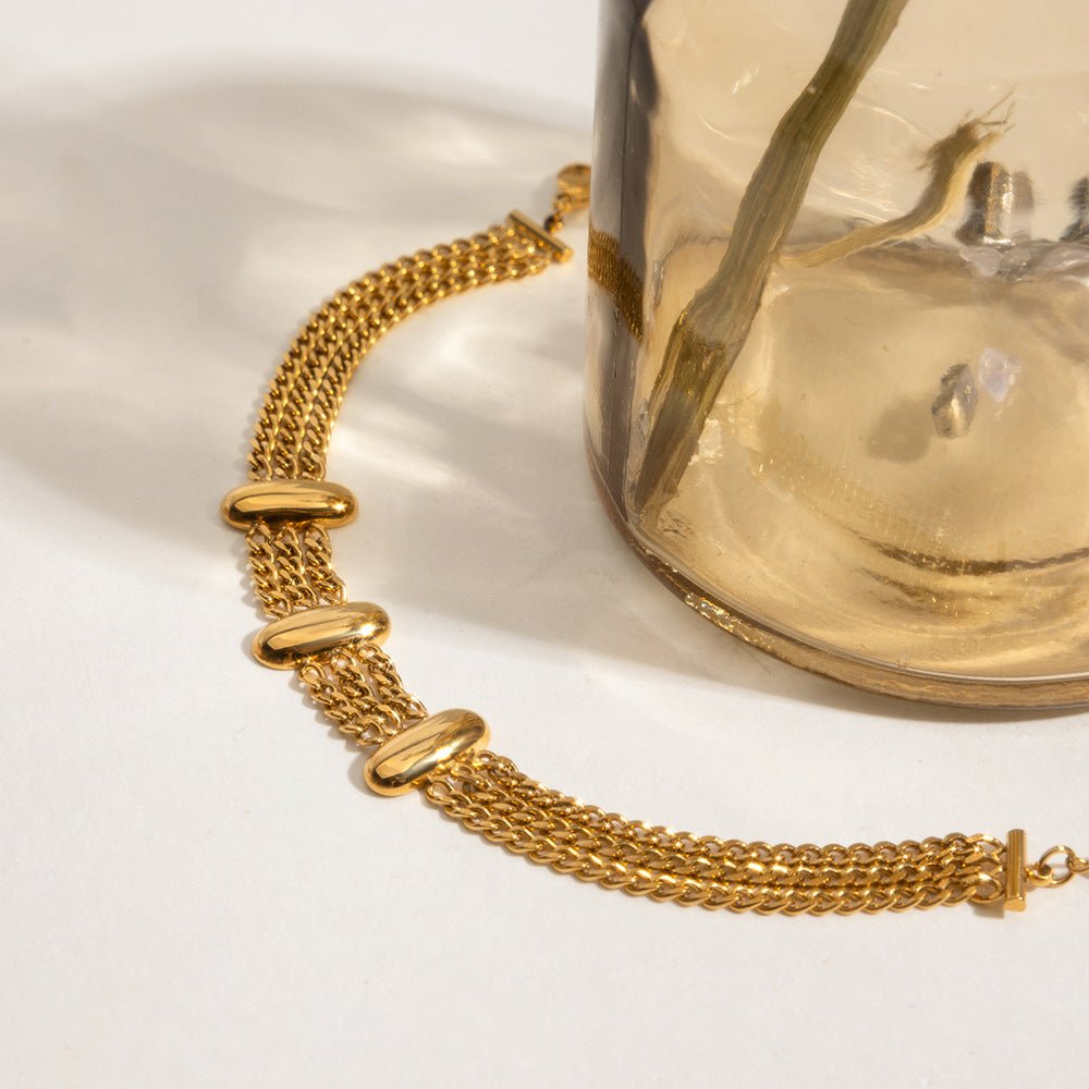 Modern Geometric Bracelet With Real Gold Plated Stainless Steel Chain - TIRAAYA