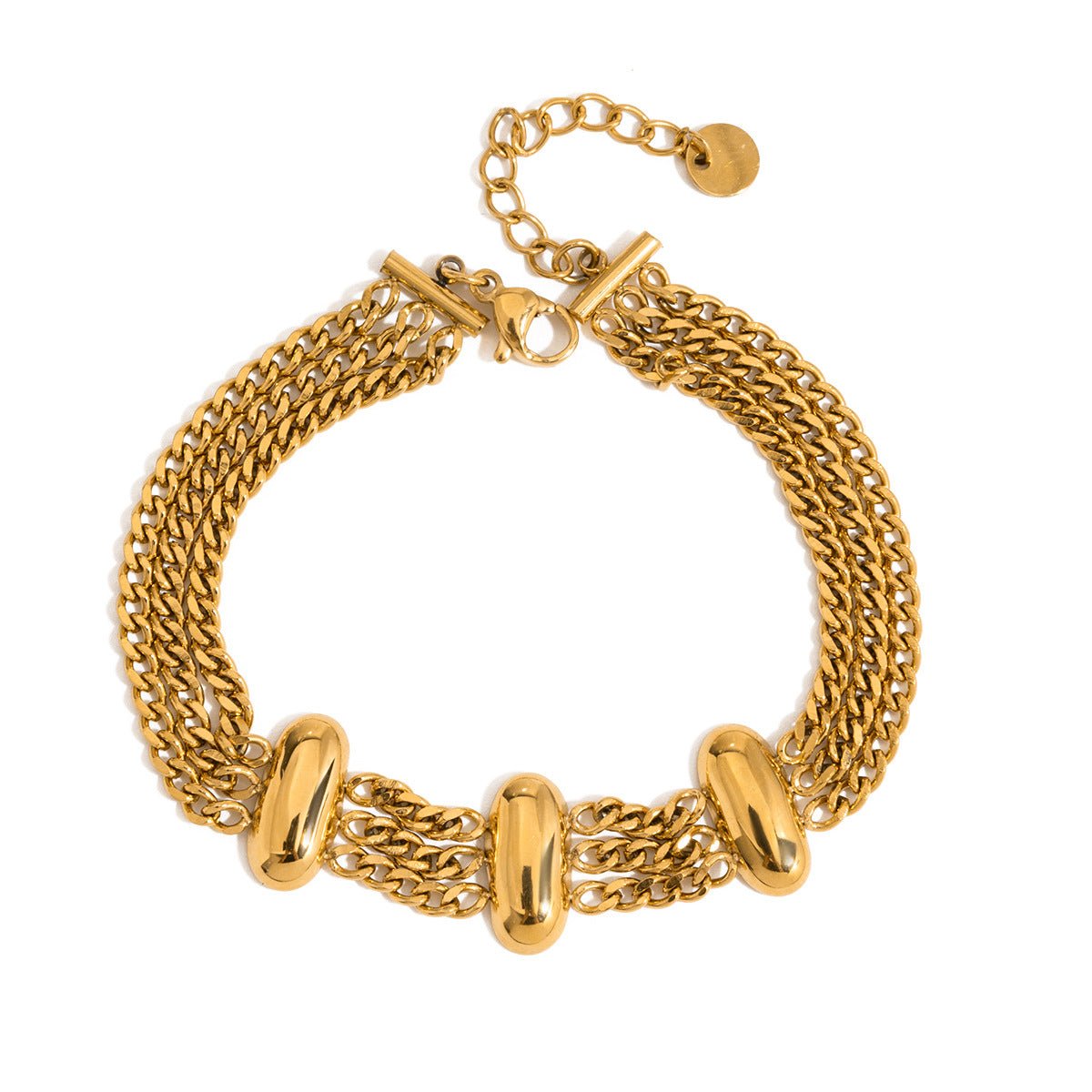Modern Geometric Bracelet With Real Gold Plated Stainless Steel Chain - TIRAAYA