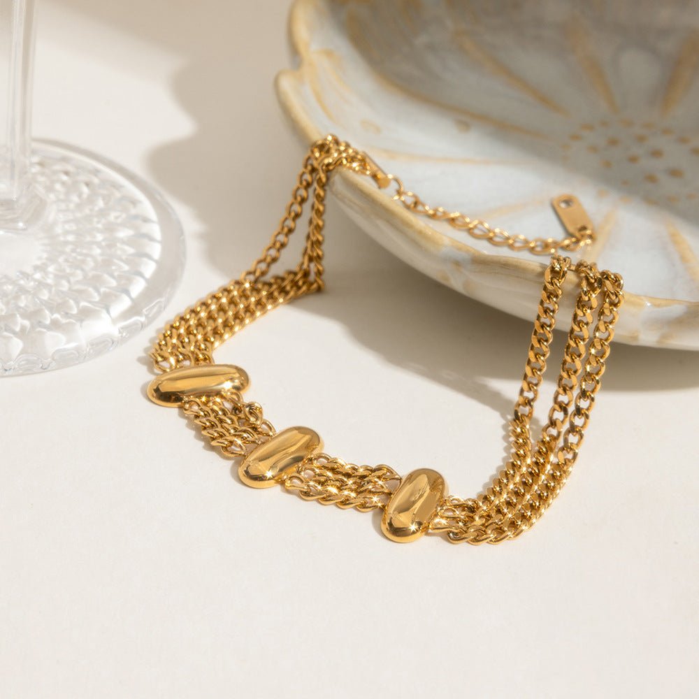 Modern Geometric Bracelet With Real Gold Plated Stainless Steel Chain - TIRAAYA