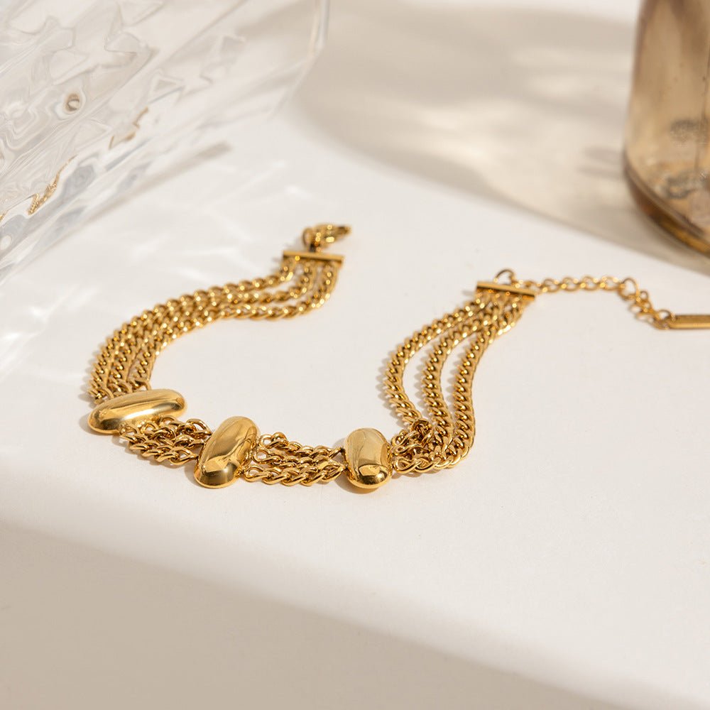 Modern Geometric Bracelet With Real Gold Plated Stainless Steel Chain - TIRAAYA