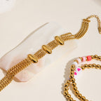 Modern Geometric Bracelet With Real Gold Plated Stainless Steel Chain - TIRAAYA