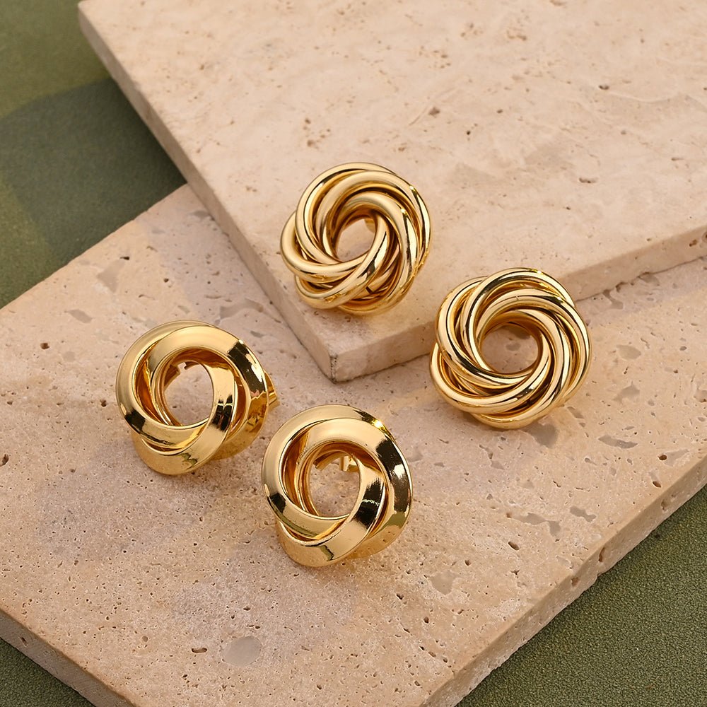 Elegant Round Earrings In Stainless Steel With 18K Gold Plated Finish - TIRAAYA