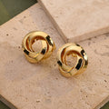 Elegant Round Earrings In Stainless Steel With 18K Gold Plated Finish - TIRAAYA