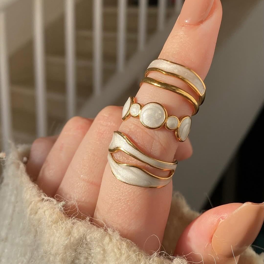 Modern Geometric Gold Plated Stainless Steel Open Ring - TIRAAYA