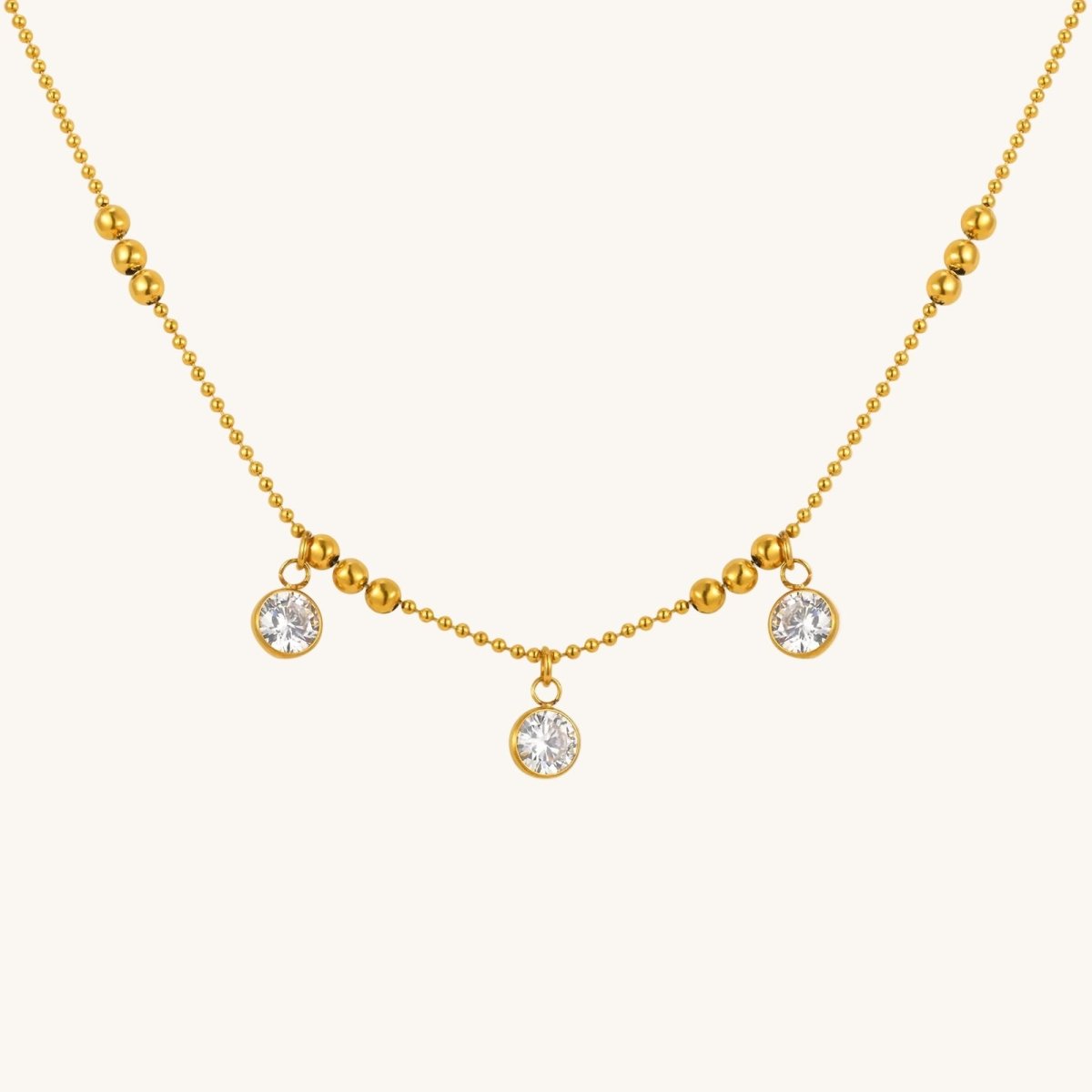 Shiny Geometric Necklace In Stainless Steel With Real Gold Plated Finish - TIRAAYA